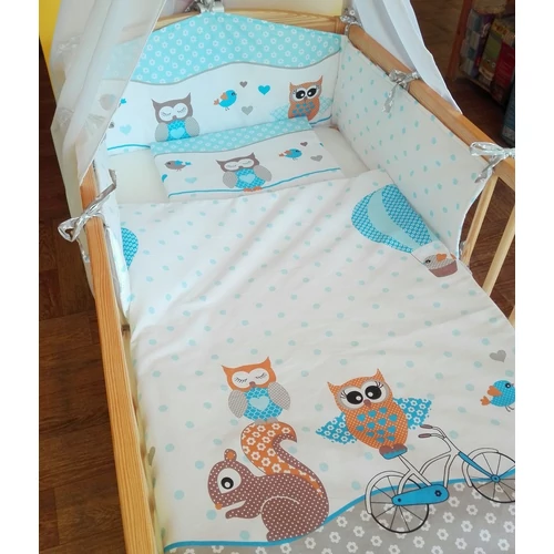 9 Hónap - 3 részes baba ágynemű  - kék bagoly