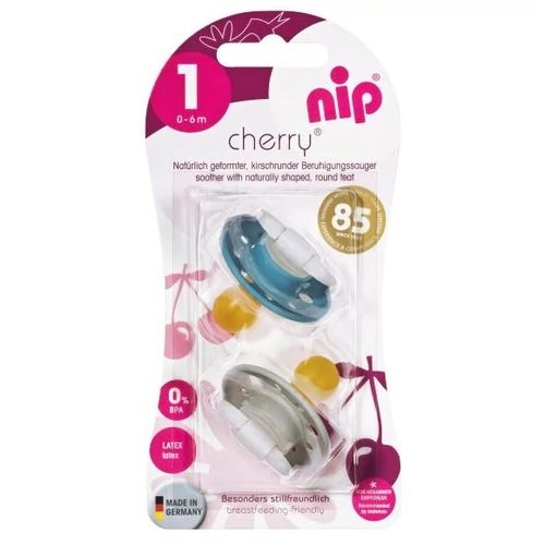 Nip cseresznye alakú latex cumi 1-es - kék-szürke