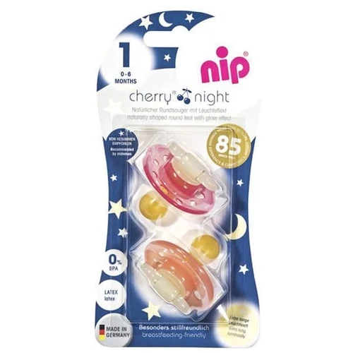 Nip cseresznye alakú világítós latex cumi 1-es - pink