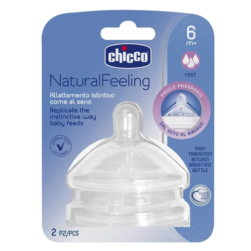 Chicco Natural Feeling gyors folyású etetőcumi 2 db - 3-lyukú