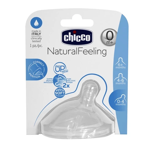 Chicco Natural Feeling ferde etetőcumi 1 db - 1-lyukú