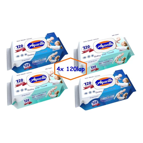 Aquella Baby nedves törlőkendő 4x120 db kupakos (kék vagy zöld)