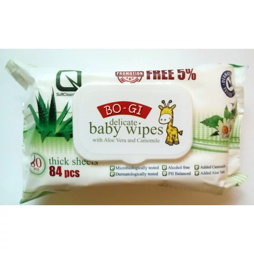 Bogi popsitörlő zárható tetővel 84 db-os Aloe Verával és Kamillával -