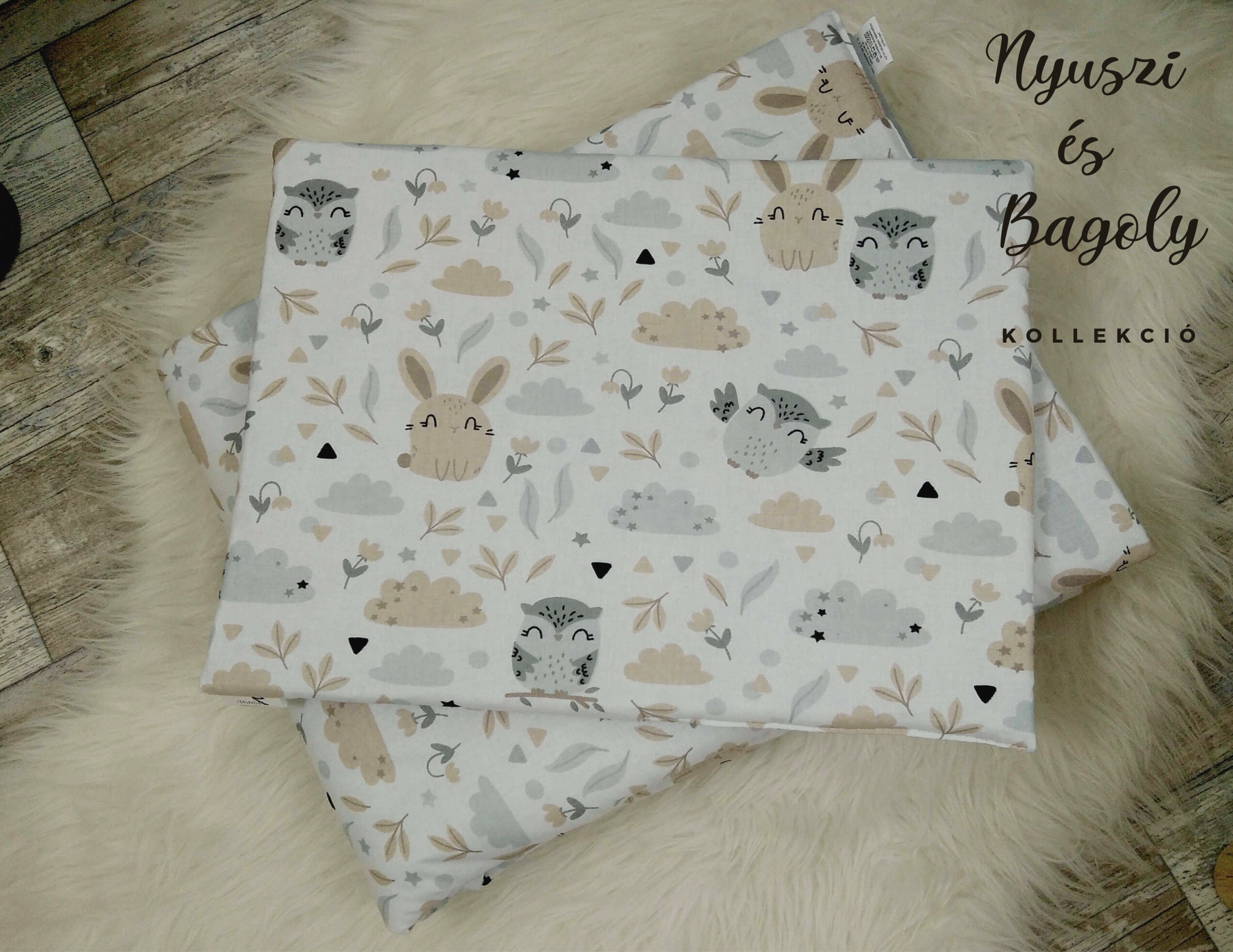 Babaágynemű szett - Nyuszi és bagoly