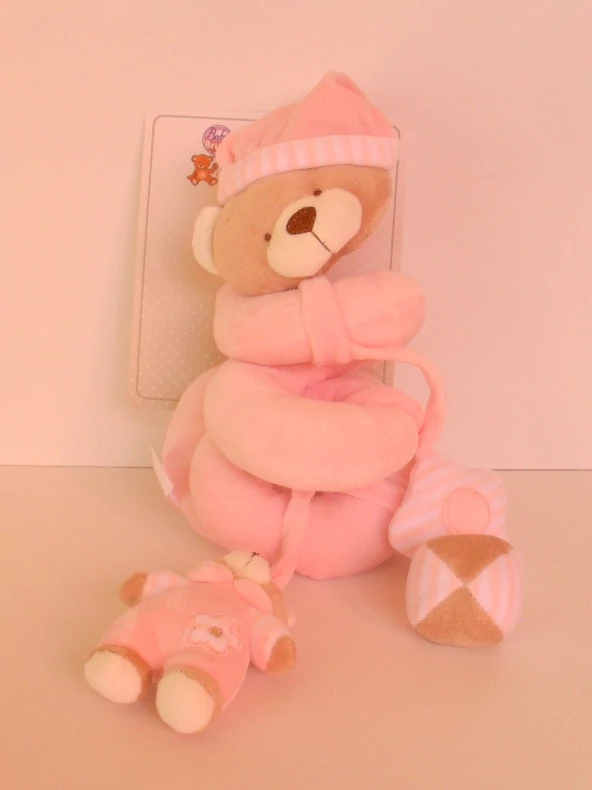 Baby Bruin Maci spirál plüss csörgő - Baba rózsaszín