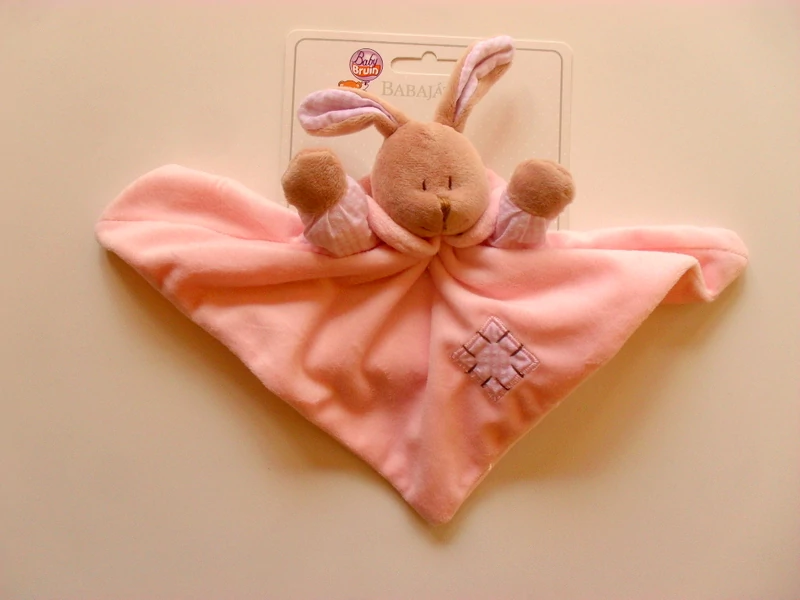 Baby Bruin Plüss nyuszi szundikendő 25x25 cm - babarózsaszín