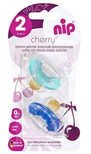 Nip cseresznye alakú latex cumi 2-es - türkiz/kék