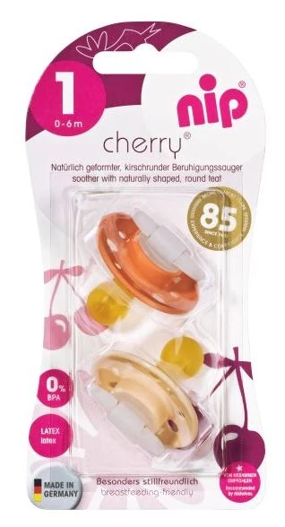 Nip cseresznye alakú latex cumi 1-es - narancs-sárgabarack