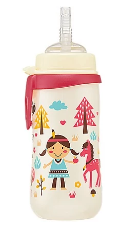Nip szívószálas pohár cseppmentes szilikon szívószállal 330 ml Pink