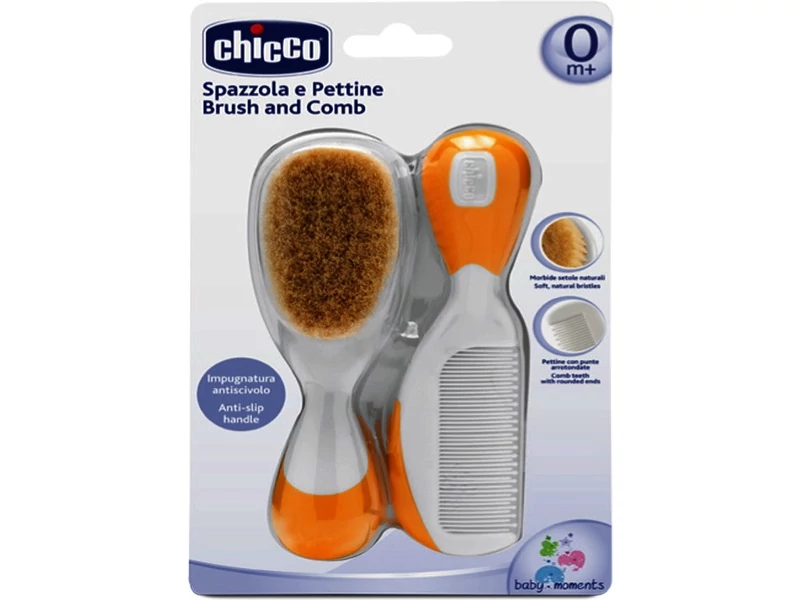 Chicco Fésű-Hajkefe természetes sörtékkel - sárga