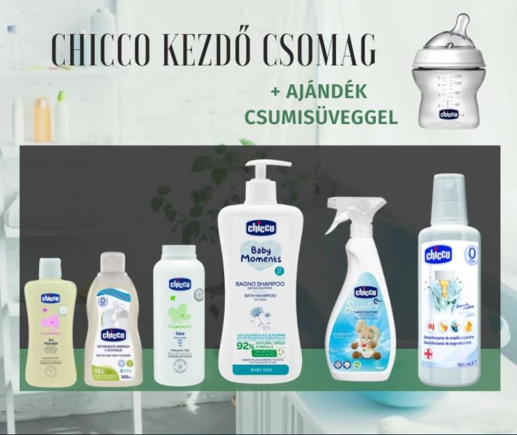 Chicco kezdő csomag ajándék Chicco NaturalFeeling 150 ml-es cumisüveggel