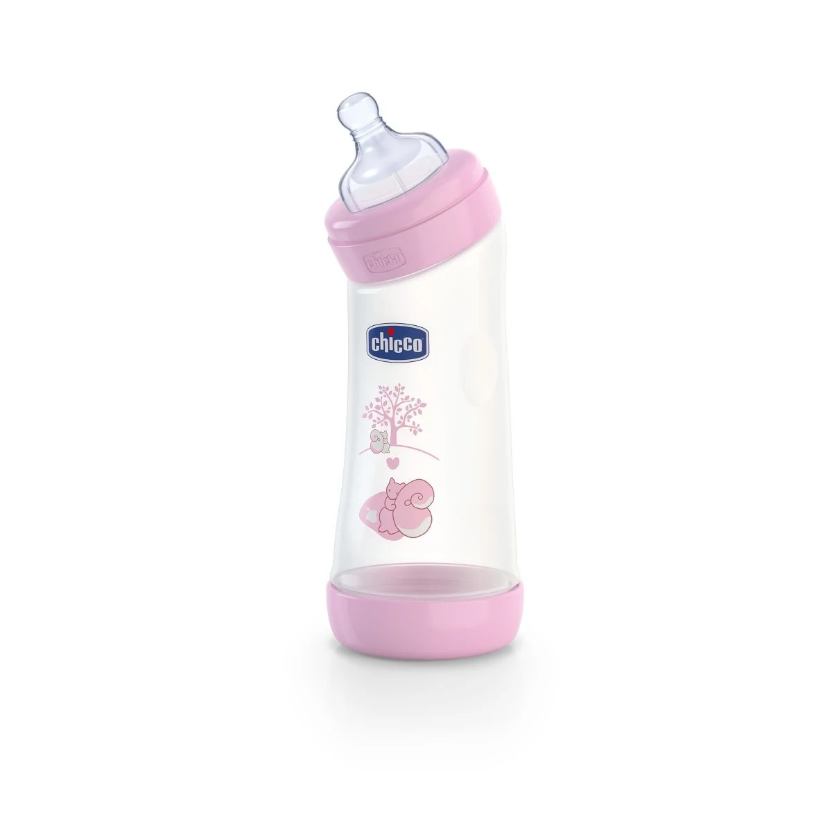 Chicco Well-Being Döntött nyakú újszülött cumisüveg szilikon cumis - 250 ml rózsaszín