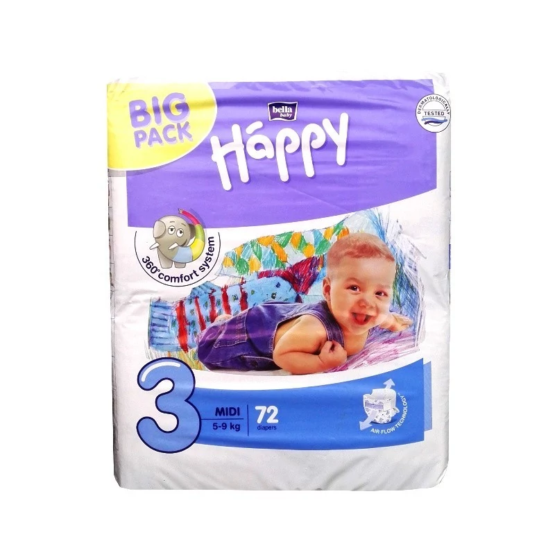 Bella Baby Happy nadrágpelenka 3 Midi (5-9 kg) pelenka - 72 db