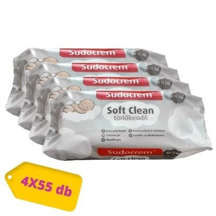 Sudocrem Soft Clean Mega Pack - 4x55 lapos törlőkendő